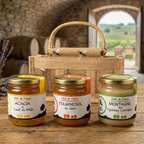 Coffret gourmand 3 miels Acacia, Montagne et Tournesol