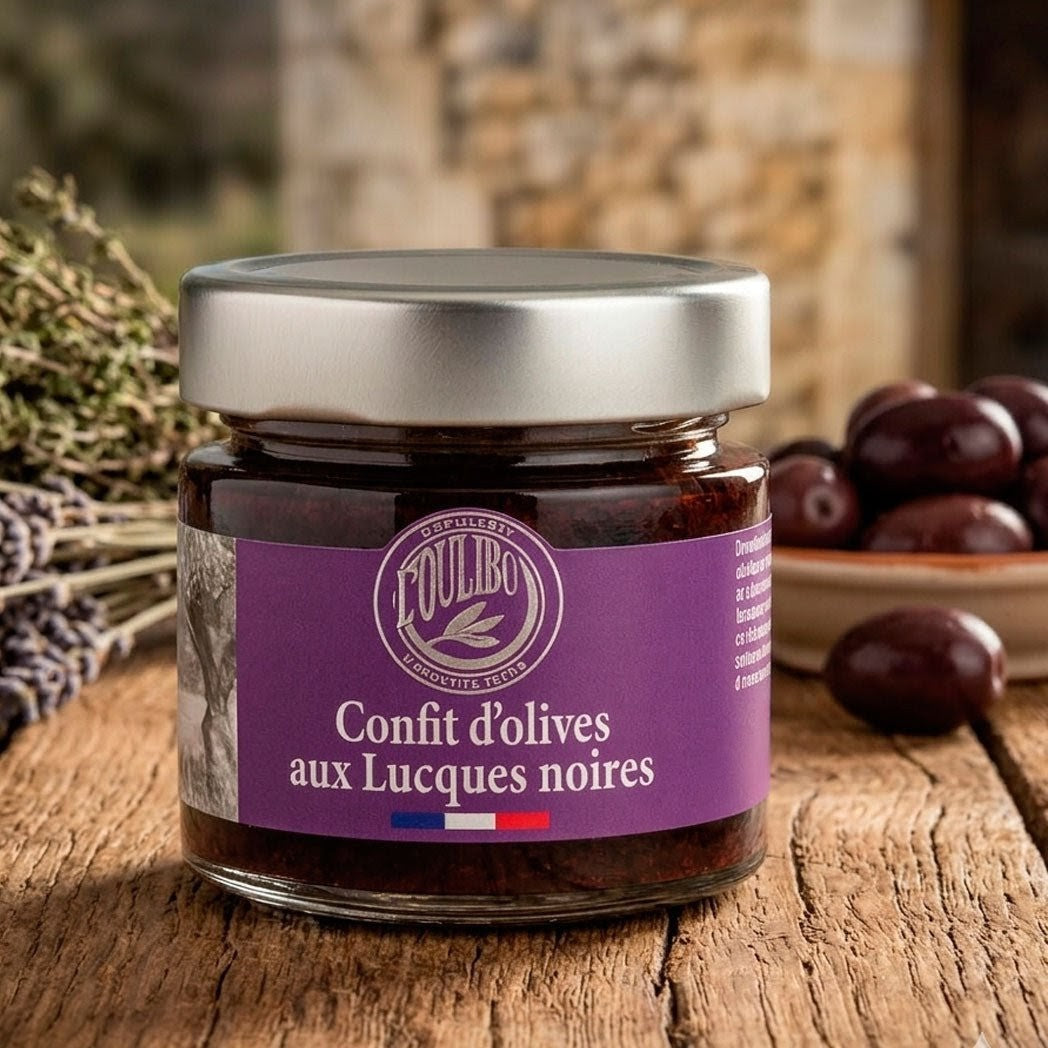 Confit d’olives aux Lucques noires 100g – condiment artisanal du Sud