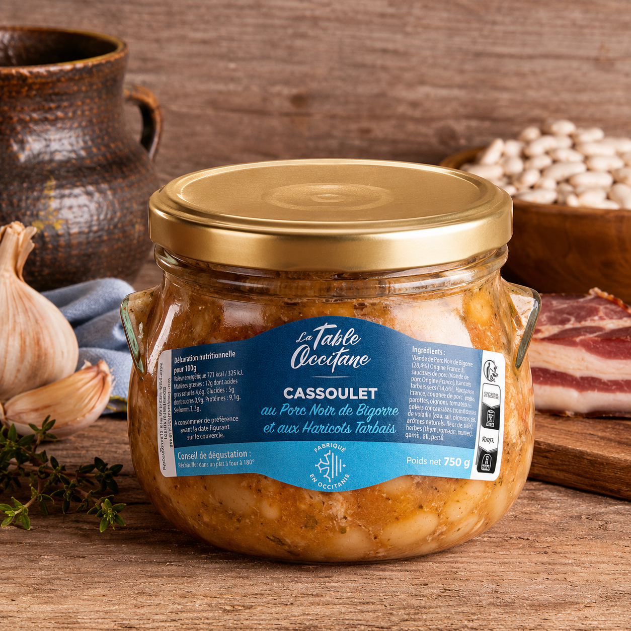 Cassoulet au Porc Noir de Bigorre – Recette Artisanale du Terroir – 750 g
